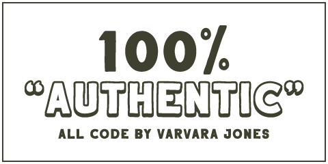 handmade style label stating this website is 100% human coded by varvara